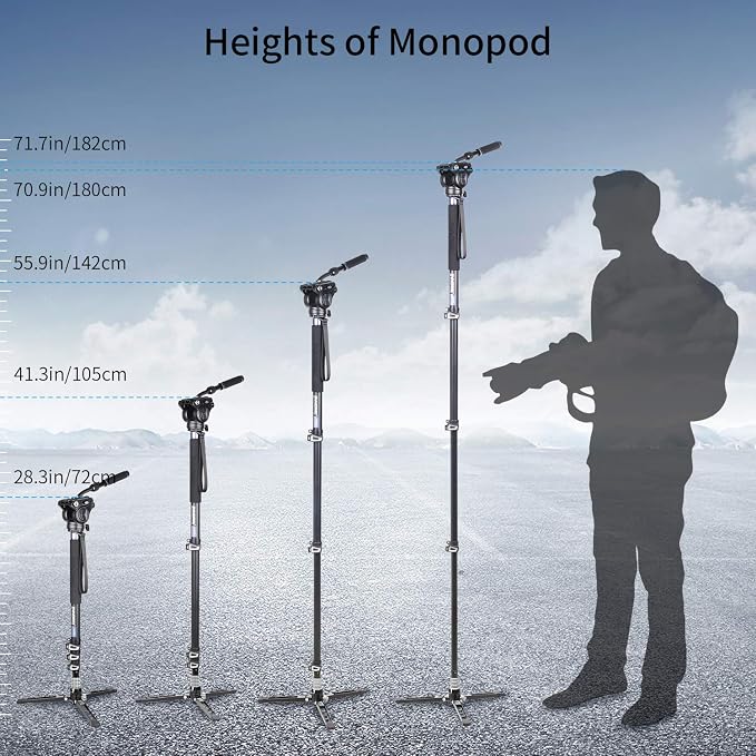 Professional Video Monopod Kit-INNOREL VM70K Including CNC Aluminum Fluid Head, Removable Tripod Base and Flexible Monopod Stand for DSLR,Telescopic,Camera,Camcorders (VM70K) - Image 8