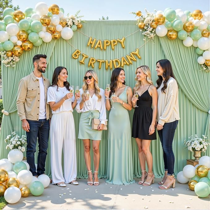 Sage Green Backdrop Curtain for Parties Wrinkle Free Dark Green Photo Curtains Backdrop Drapes Fabric Decoration for Baby Shower Birthday Party Photography 5ft x 7ft,2 Panels - Image 4