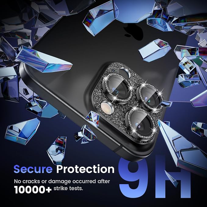 Tensea for iPhone 16 Pro Max/16 Pro/14 Pro Max/14 Pro Camera Lens Protector | Metal Bling Aluminum Alloy Tempered Glass Cover Camera Screen Protector Accessories, Case Friendly - Image 4