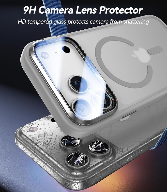 VOFATA [Upgraded Full Camera Protection] for iPhone 17 Pro Case with Camera Cover Stand [Fit for MagSafe][10FT Mil-Grade Protection] Translucent Magnetic iPhone 17 Pro Phone Case, Grey - Image 2