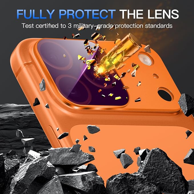 Suoman for iPhone 17 Pro Max Camera Lens Protector, ND Filter Lens Film | Magnetic Tempered Glass Lens Film, Strong Adsorption, HD Clear, All-in-one Metal Camera Cover,Orange - Image 4