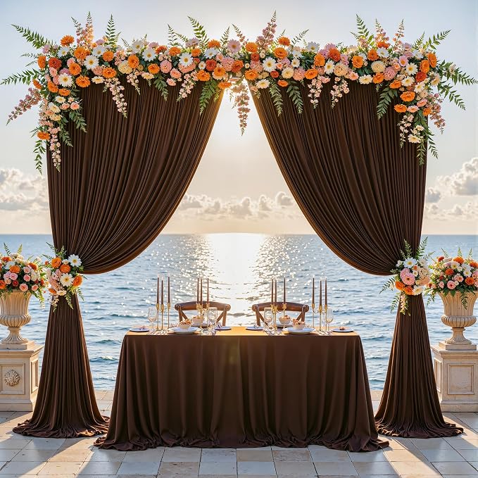 Dark Brown Backdrop Curtains-Wrinkle-Free Polyester Photography Drapes Party Curtain Background for Baby Shower Wedding Decorations- 16 X10FT - Image 6