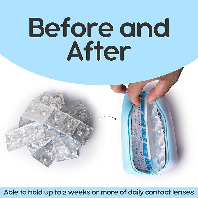 Daily Contact Lens Travel Case, R&L Labels, 30-Lens Holder, (Navy Blue) - Image 4