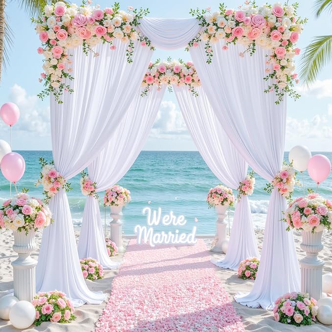 White Backdrop Curtain for Parties Wedding Wrinkle Free White Photo Curtains Backdrop Drapes Fabric Decoration for Baby Shower 5ft x 8ft,2 Panels - Image 9