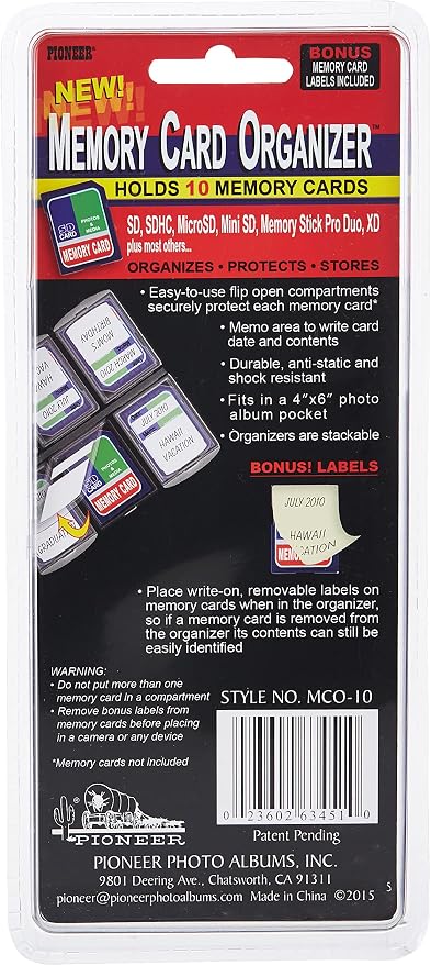 Pioneer Photo Albums Pioneer 10 Compartment Memory Card Organizer - Image 2