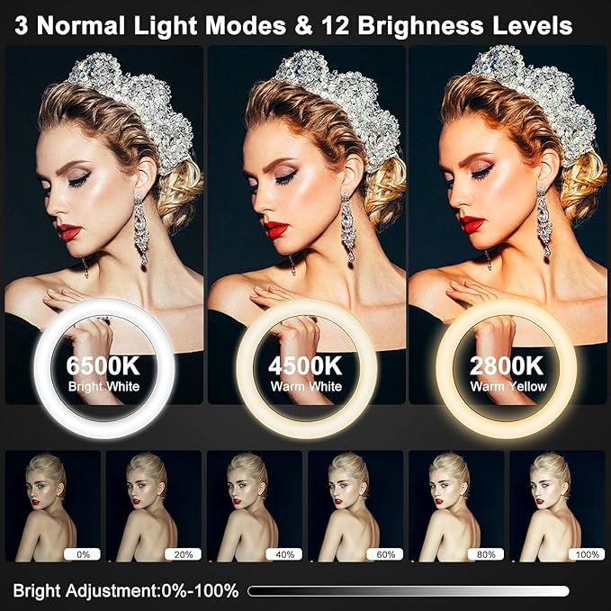 13" Ring Light with 76" Tripod Stand/Sunset Lamp/Phone &iPad Holder-53 RGB | Circle Halo Light with Desk Tripod & Wireless Remote, Dimmable LED Ringlight with Stand for Makeup/Live Stream/Photo/TikTok - Image 2