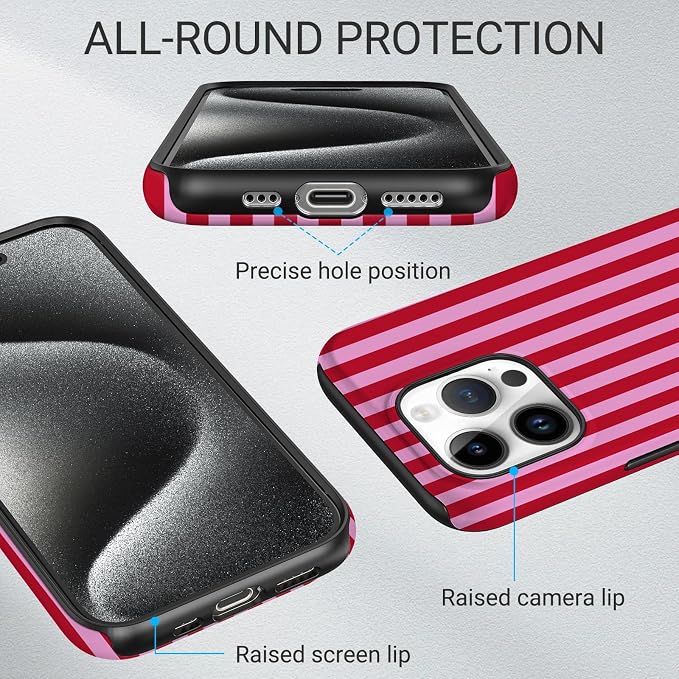 TPU Phone Case for iPhone 15 Pro Max, MagSafe Wireless Charging Compatible, Shockproof Slim Fit Protective Cover with Anti-Yellowing & Raised Camera Protection (Stripes 4, iPhone 15 Pro Max) - Image 3