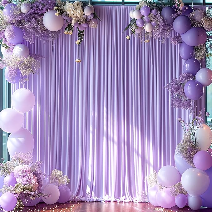 Lavender Backdrop Curtain for Parties Wedding Wrinkle Free Light Purple Photo Curtains Backdrop Drapes Fabric Decoration for Baby Shower Photoshoot 5ft x 8ft,2 Panels - Image 4