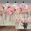 5x3ft Pink Rose Flower Wedding Photography Backdrop Spring Floral Photography Backdrop Valentine's Day Mother's Day Girl Birthday Baby Shower Wedding Bridal Party Banner Photo Booth Props Background by Mtsxfy