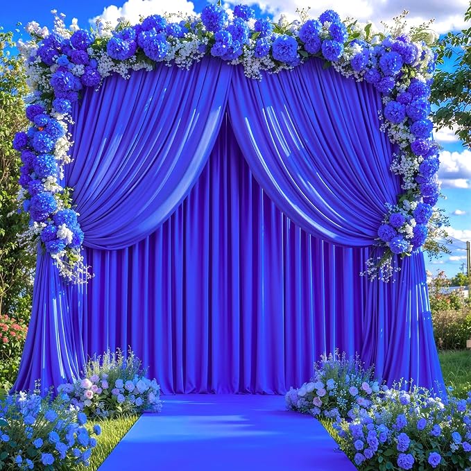 Royal Blue Backdrop Curtain 4 Panels-Wrinkle-Free Royal Blue Curtains Polyester Photography Drapes for Baby Shower Birthday Party Photo Background Backdrop Stand- 16 X10FT - Image 4