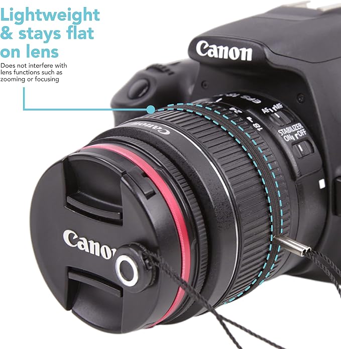 Foto&Tech Camera Lens Cap Leash with Elastic String, Compatible with Universal DSLR SLR Evil Mirrorless Cameras Video (x10) - Image 5