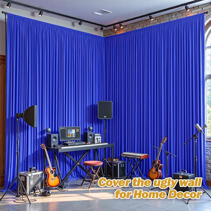 40ftx10ft Wrinkle Free Royal Blue Backdrop Curtain - 10 Feet Photography Backdrop Drapes, Silky Polyester Back Drop Cloth for Wedding Baby Shower Balloon Arch Background - Image 4