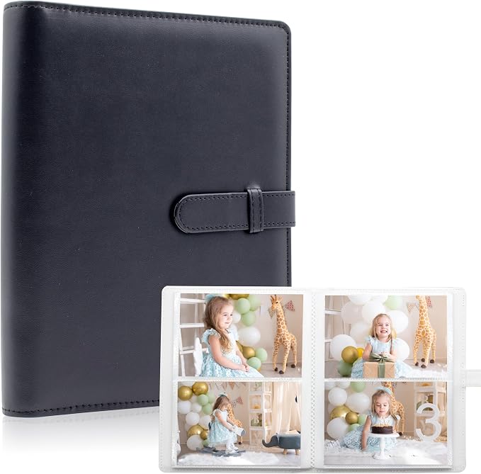 Photo Albums 4x6 Pictures – 152 Pockets Vegan Leather Cover Memory Album Book, Suitable for Family Wedding Boys Girls and Babies Storage (Black) by Tugle