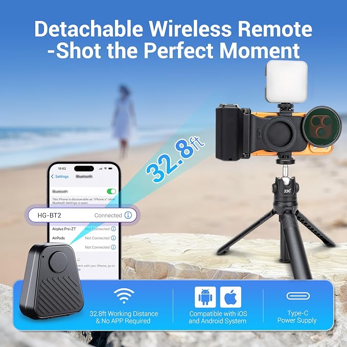Upgraded 67mm Variable ND2-128 ND Filter Mount Kit w Magnetic Phone Camera Grip & Storage Pouch for iPhone 17 Air 16 Pro Max, Neutral Density Lens Filter Adapter Set w Cold Shoe &1/4''Hole(NO Tripod) - Image 4