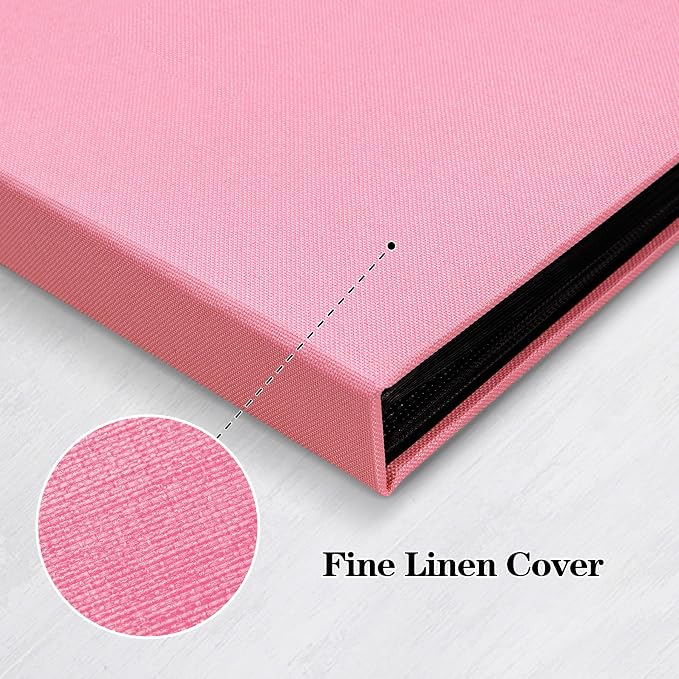 Mublalbum 2 Pack Small 8x10 Photo Album, 52 Pockets, Linen Cover,Pink | Linen Cover, Portable Mini Picture Book, Holds 52 Vertical Pockets for Artwork Postcards, Picture Storage - Image 5