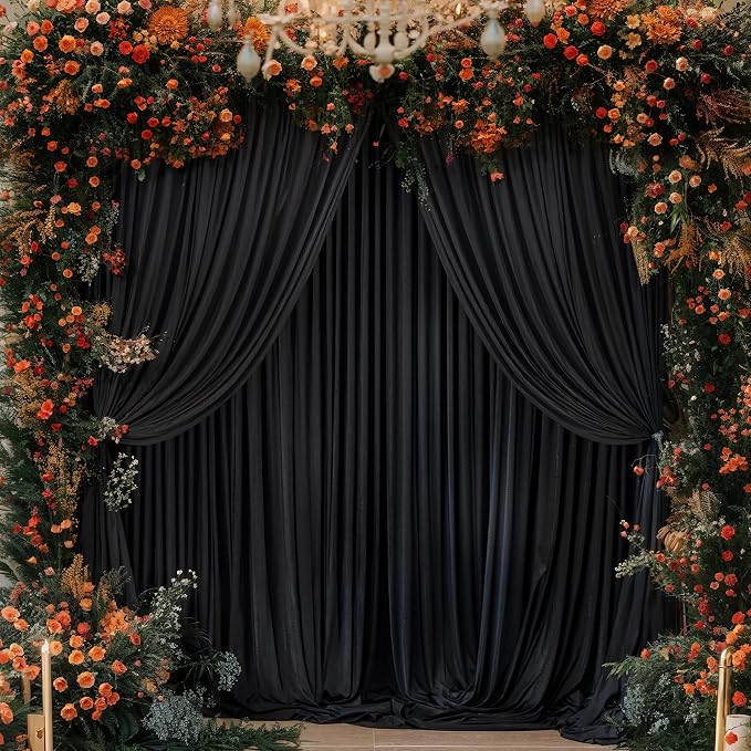 Black Backdrop Curtain 6 Panels-Wrinkle-Free Black Curtains Polyester Photography Drapes for Wedding Birthday Party Photo Background Backdrop Stand- 24 X10FT - Image 7