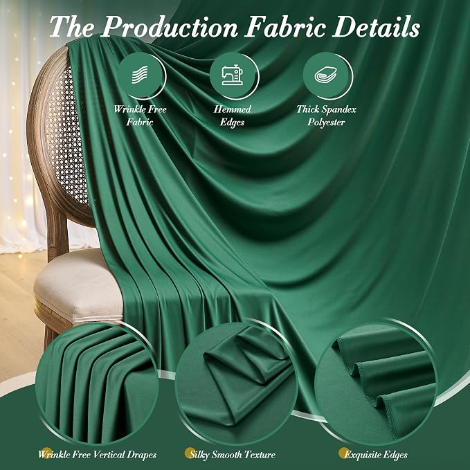 40 ft x 10 ft Wrinkle Free Hunter Green Backdrop Curtain for Parties, Polyester Dark Green Photo Backdrop Drapes 8 Panels 5x10ft for Baby Shower Wedding Birthday Party Photography Curtains - Image 6