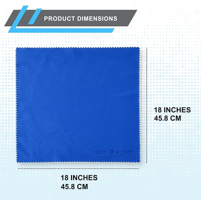 Eco-Fused Large Microfiber Cleaning Cloths - 4 Pack - 18 x 18 inch - Perfect for Wide Screen TVs, Large Computer Monitors- Also for Cleaning Glasses, Camera Lenses, Laptops and LCD Screens- Blue/Black - Image 7
