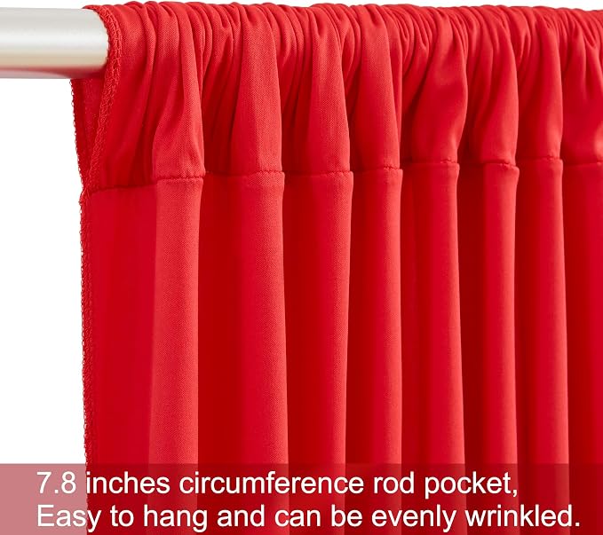 10 Panels Red Backdrop Curtains for Wedding Party Wrinkle Free Backdrops Curtain Drapes Fabric Decorations Photo Back Drop Cloth for Baby Shower Photography Stage Reception 50ft(W) x 12ft(H) - Image 7