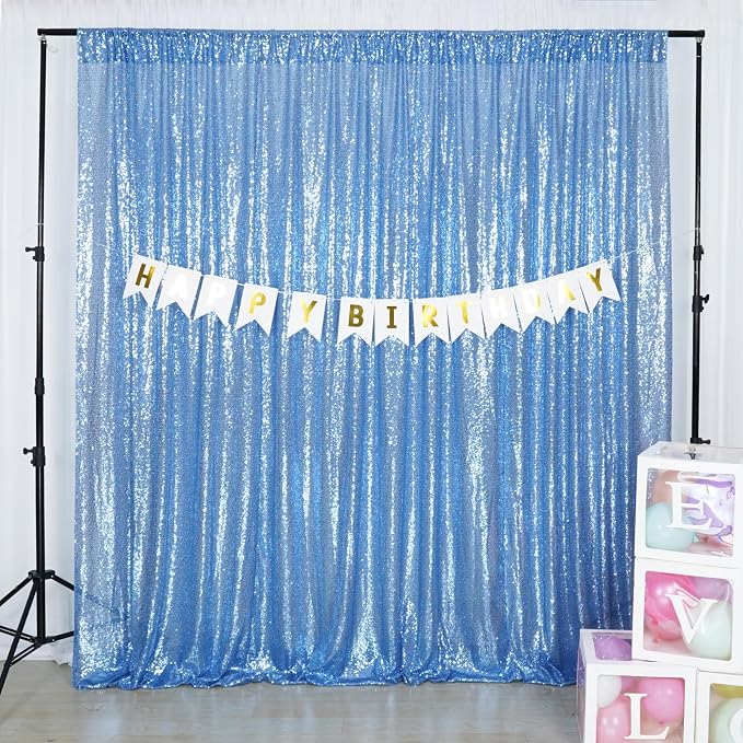 Poise3EHome 6FT x 8FT Sequin Photography Backdrop Curtain for Party Decoration, Baby Blue - Image 2