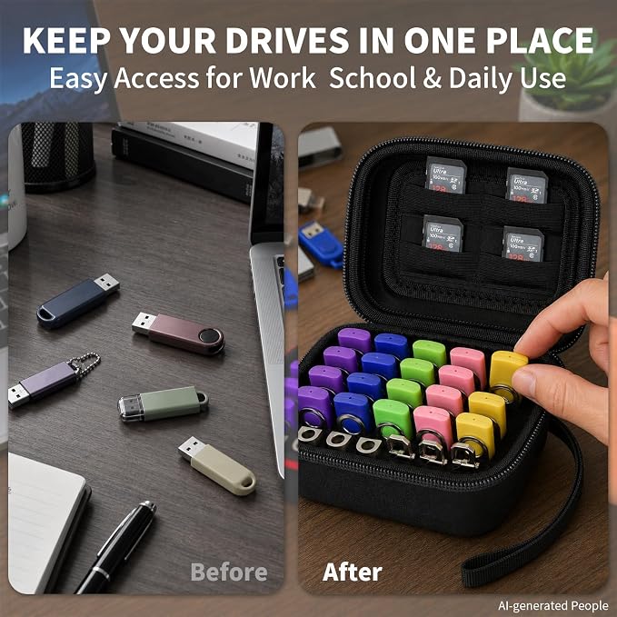 Comecase USB Flash Drive Case, Holds 26 USB Drives and 4 SD Cards - Image 5