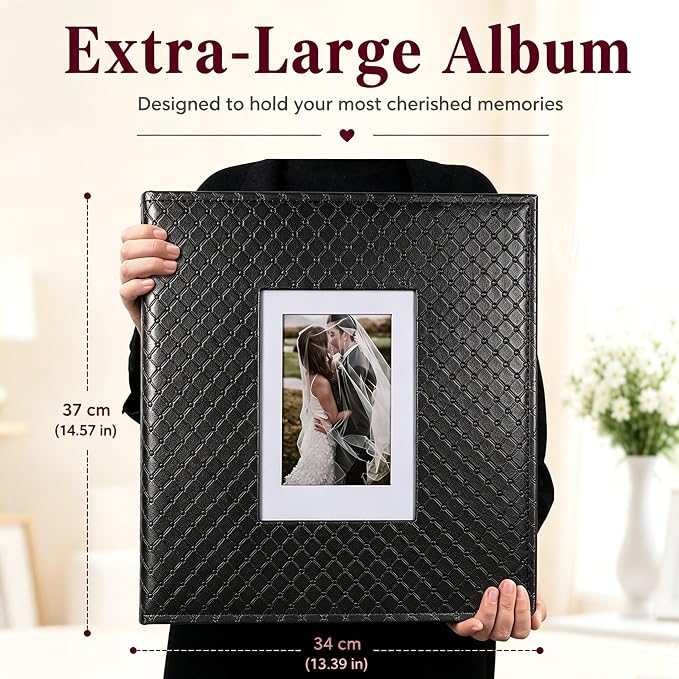 RECUTMS Photo Albums 4x6 Pictures, 600 Pockets Large Capacity Picture Album | Acid-Free Black Pages, Leather Cover, Dual Horizontal/Vertical Pockets, Custom Photo Cover, Perfect for Wedding, Family&Trave - Image 8