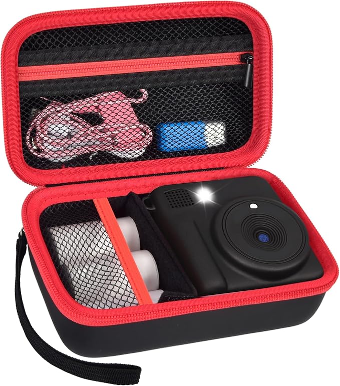Kids Instant Print Camera Case, Travel Storage Bag for Girls Boys | for ESOXOFFORE for Dylanto for Anchioo for WEEFUN for GKTZ for Amzelas for Mafiti, Mesh Pocket, Wrist Strap, Black by Grapsa