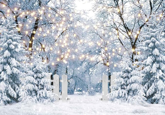 10x8FT Blue Winter Forest Scene Photography Backdrop Wonderland Snowflake Landscape Background for Christmas Xmax Family Holiday Party Decorations Supplies Banner Picture Photo Studio Props by Felortte