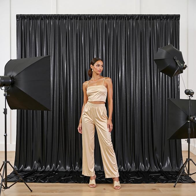 10x10FT Black Sequin Backdrop Curtain for Party - 2 Panels 5x10FT Wrinkle-Free Shimmer Drapes for Birthday, Wedding, Christmas, Decorations & Photography - Image 4