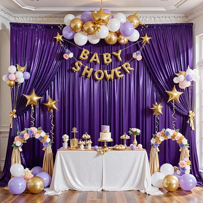 10x10FT Purple Sequin Backdrop Curtain for Party - 2 Panels 5x10FT Wrinkle-Free Shimmer Drapes for Birthday, Wedding, Christmas, Decorations & Photography - Image 8