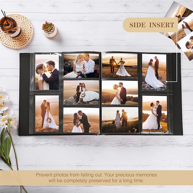 potricher Large Photo Album 4x6 600 Photos, Leather Cover, Green | Large Capacity Picture Albums with 600 Horizontal and Vertical Pockets, Photo Book for Family, Wedding, Anniversary, Baby - Image 3