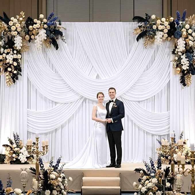 30 ft x 10 ft Wrinkle Free White Backdrop Curtain for Parties, Polyester Photo Backdrop Drapes 6 Panels 5x10ft Curtains for Weddings Birthday Party Photography Background Baby Shower - Image 9