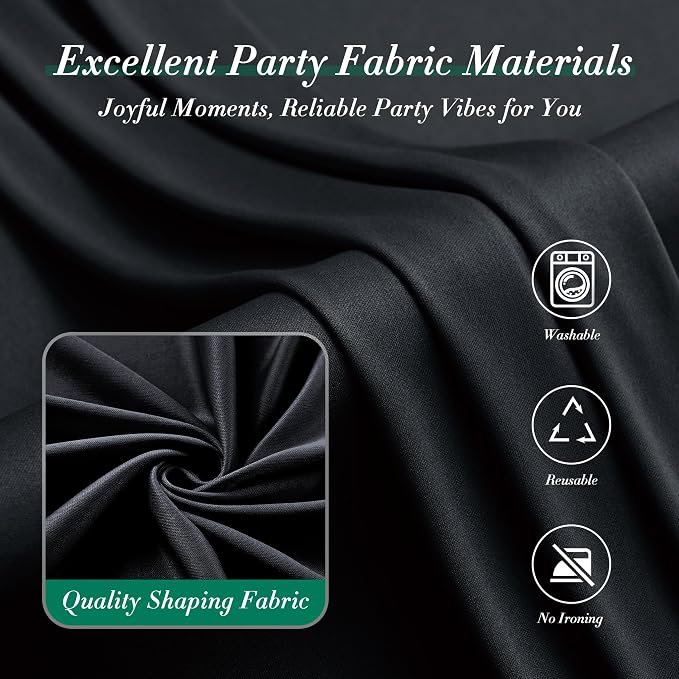 20 ft x 8 ft Black Backdrop Curtain for Parties, 4 Panels 5 ft x 8 ft Wrinkle Free Polyester Photo Black Backdrop Drapesfor Graduations Birthday Wedding Party Stage Curtains Home Decoration Supplies - Image 7