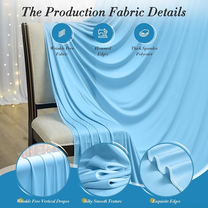 10 ft x 8 ft Wrinkle Free Baby Blue Backdrop Curtain for Parties, Polyester Light Blue Photo Backdrop Drapes for Birthday Wedding Party Baby Shower Photography - Image 2