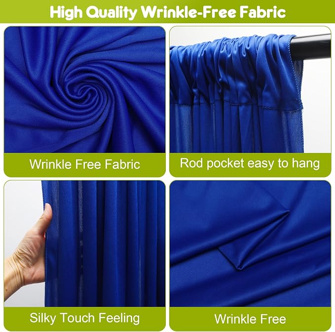 Royal Blue Backdrop Curtain for Parties Backdrop Drapes 10x8FT | Wrinkle Free Polyester Curtain Backdrop Draping Fabric for Backdrop Photoshoot Birthday Party Background,2 Panel 5x8FT - Image 3