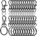 LEOBRO 60 PCS Lobster Claw Clasps and Key Rings, Keychain Clips and Key Chain Rings, Keychain Making Kit, for Key Chains, Jewelry Making, Crafts, Gray Black by LEOBRO