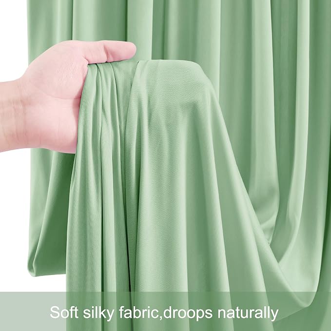 10x12 Sage Green Backdrop Curtains for Wedding Party Wrinkle Free Backdrops Curtain Drapes Fabric Decorations Photo Back Drop Cloth for Baby Shower Photography Stage Reception 5ft x 12ft,2 Panels - Image 6