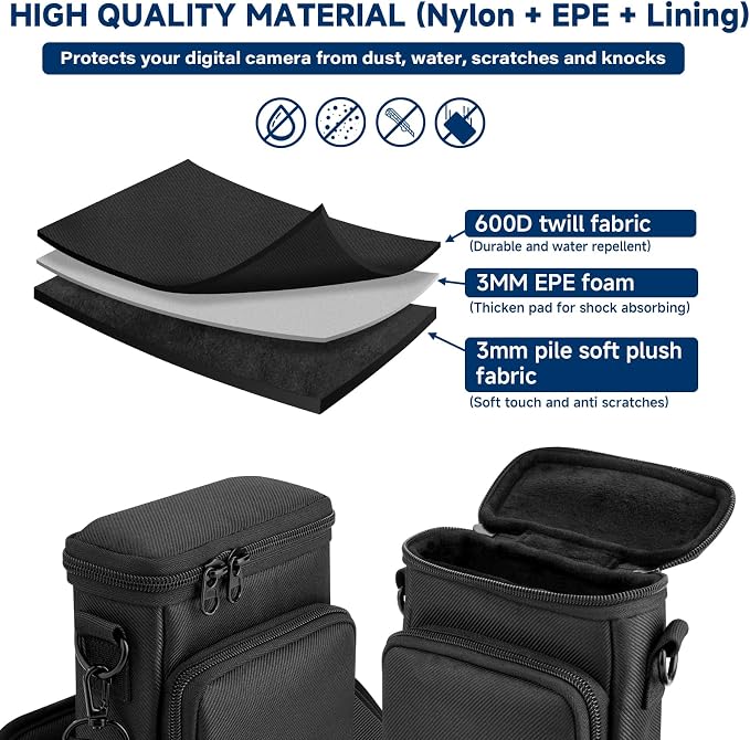 Travel Case for Fujifilm Instax Mini EVO Hybrid Instant Camera | Portable Storage Bag with Adjustable Strap & Belt Loop, Compatible with LiPlay+ Hybrid Instant Camera, Black, Case Only - Image 5