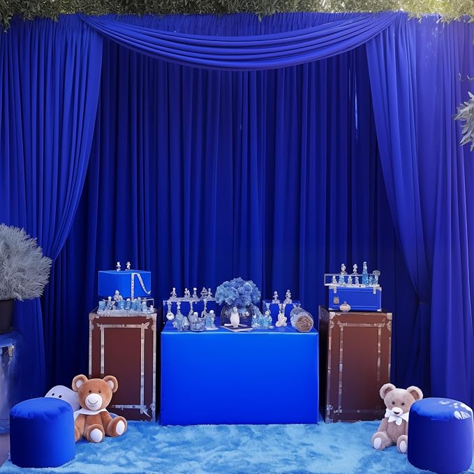 Royal Blue Backdrop Curtain 6 Panels-Wrinkle-Free Royal Blue Curtains Polyester Photography Drapes for Baby Shower Birthday Party Photo Background Backdrop Stand- 24 X10FT - Image 8