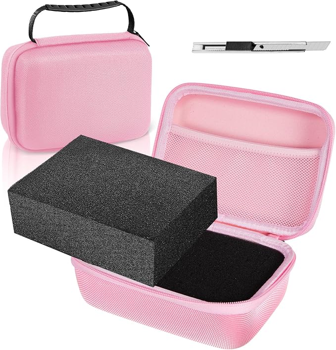 Relaxweex Hard Case with Foam, 7.1 X 4.7 X 3.1 Inch, Pink | EVA Waterproof Shockproof Case, Customizable Foam for Camera Electronics Instruments, Digital Products, with Knife by Relaxweex