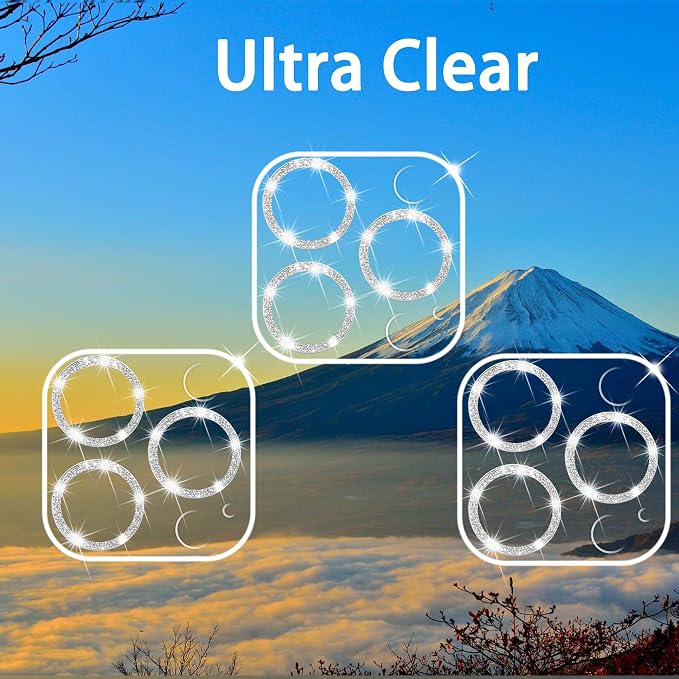 Dengduoduo 3 Pack Tempered Glass Camera Lens Protector for iPhone 12 Pro 6.1", Bling Glitter Sparkle, Ultra HD, 9H Hardness, Anti-Scratch, Case Friendly, Easy to Install [No Affect on Night Shots] - Image 3
