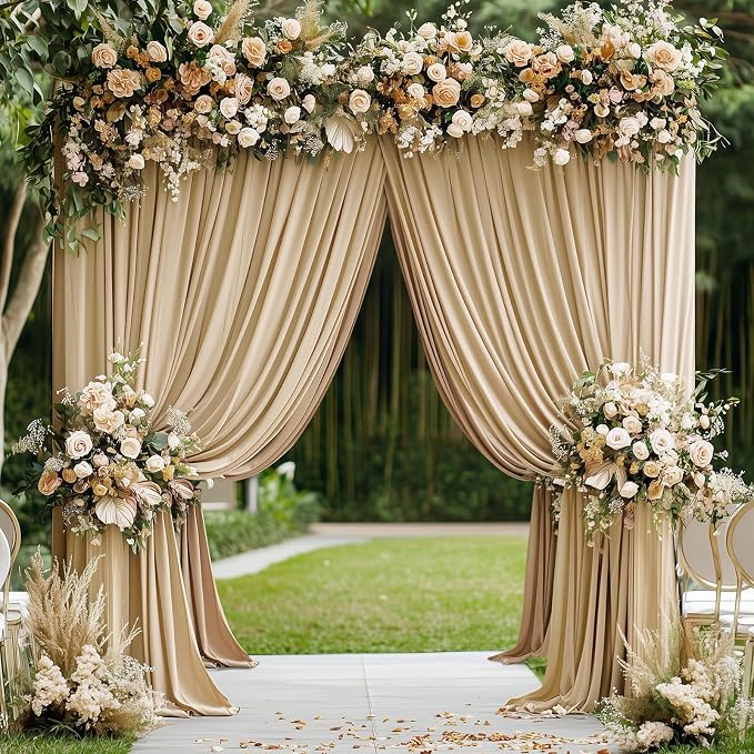 50ftx10ft Wrinkle Free Champagne Backdrop Curtains for Parties, 10 Panels 5x10ft Thick Polyester Backdrop Drapse for Weddings Birthday Photography Background Curtains - Image 7
