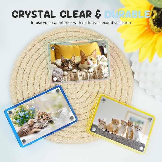 2 Pack Car Picture Holder, Magnetic Sun Visor Photo Clip, Car Picture Frame | 2.36 x 3.54 Fluorescence Acrylic Photo Holder, Keeps Photos Secure on your Sun Visor, Personalized Car Interior Display - Image 6