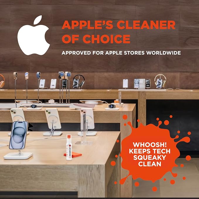 WHOOSH! Screen Shine Go XL – Screen Cleaner Spray & Wipe Kit, 3.4 fl oz | Includes 6x6" Microfiber Cloth, Sleek Bottle for Home & Travel, Streak Free Finish, For Car, Computer, MacBook & Eyeglasses - Image 5