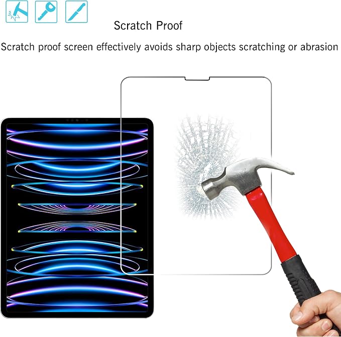 Ailun Screen Protector + Camera Lens Protector for iPad Pro 11 Inch | 2+2 Pack, 2022/2021/2020 (4th/3rd/2nd Generation), Tempered Glass 0.33mm, Face ID & Apple Pencil & Case Compatible - Image 6