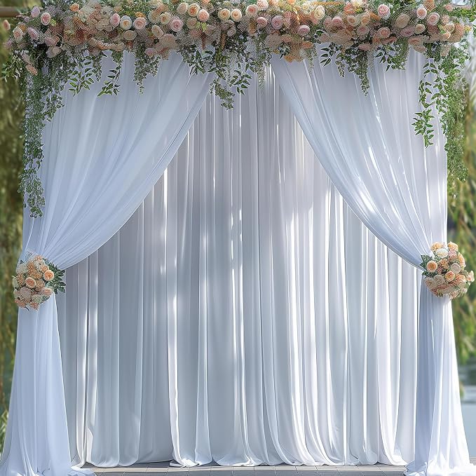 30x10ft Wrinkle Free White Backdrop Curtain for Parties Soft Fabric Drapes Wedding White Curtain Backdrop for Birthday Party Decorations Background for Photography 5x10ft, 6 Panels - Image 8