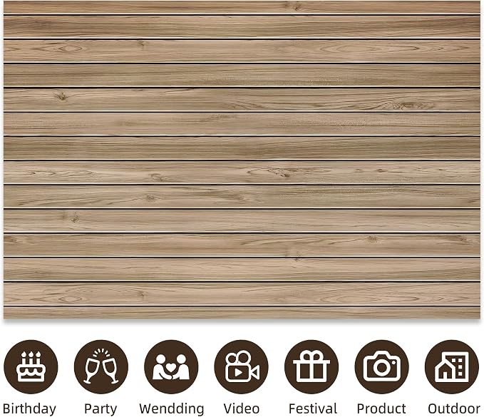 10 x 6.5 Ft Wood Backdrop Rustic Wooden Wall Photo Background | Brown Vintage Polyester Fabric Large Photo Background for Party Wedding Graduation Home Decoration Photo Booth Prop Banner - Image 6