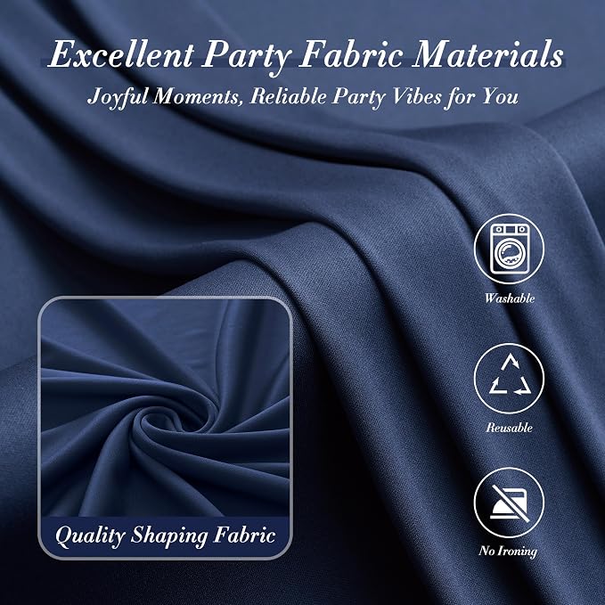 40 ft x 10 ft Wrinkle Free Navy Blue Backdrop Curtain for Parties,Polyester Photo Backdrop Drapes, Thick Background 8 Panels 5ft x 10ft for Baby Shower Wedding Birthday Party Backdrop Stand - Image 4