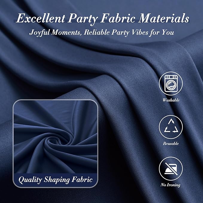 30 ft x 8 ft Navy Blue Backdrop Curtain Panels, 6 Panels 5 ft x 8 ft Wrinkle Free Polyester Photography Backdrop Drapes, Wedding Party Home Decoration Supplies - Image 4