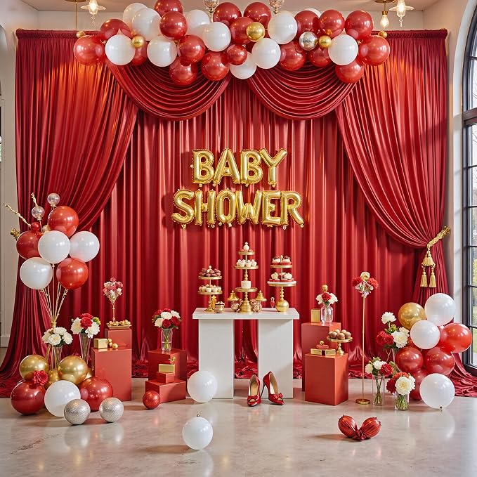 20x10FT Red Sequin Backdrop Curtain for Party - 4 Panels 5x10FT Wrinkle-Free Shimmer Drapes for Birthday, Wedding, Christmas, Decorations & Photography - Image 4